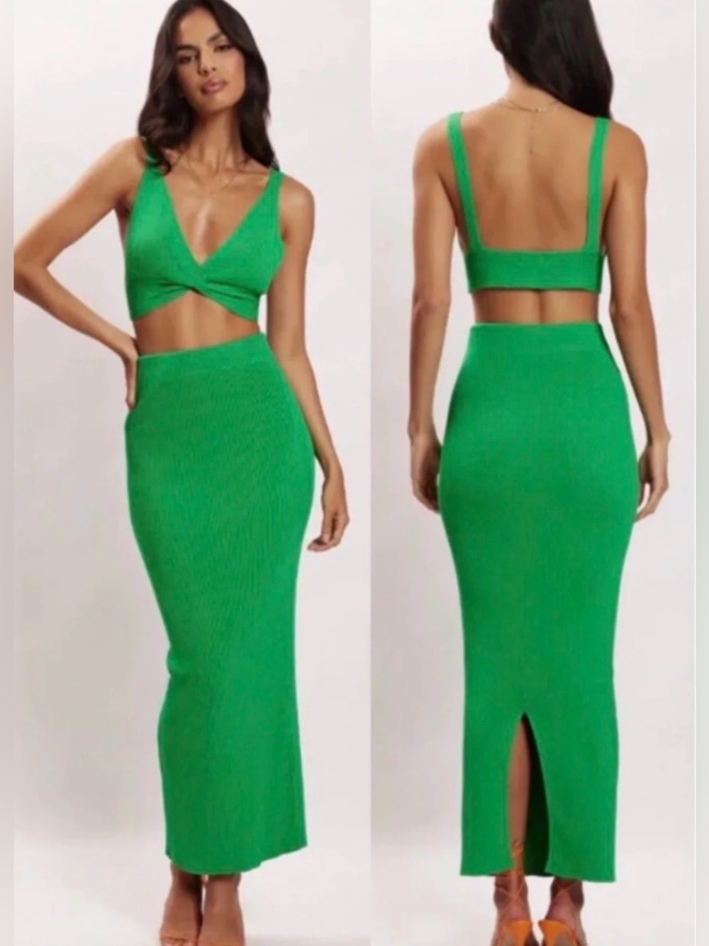 Meshki Kaesha Split Maxi Knitted Skirt Set